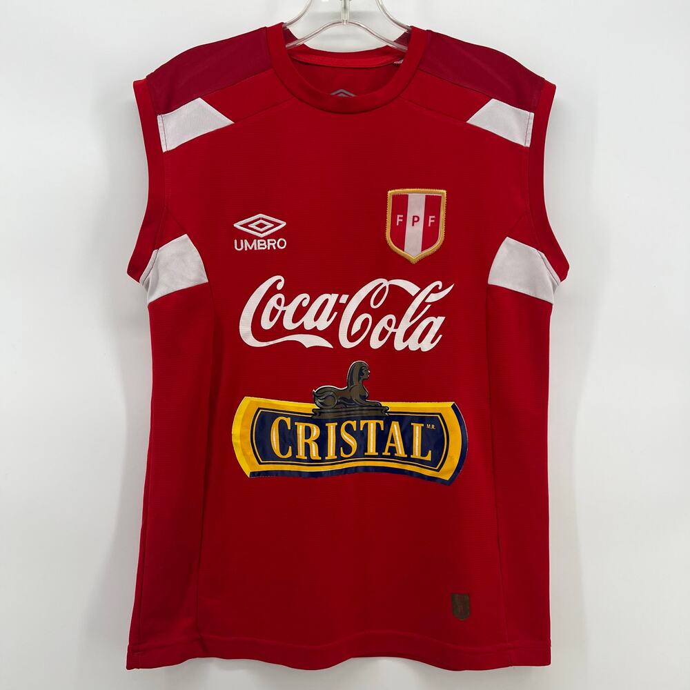 Rare Vintage Umbro Peru Soccer Jersey Memorabilia Coca Cola Hyundai FPF Red